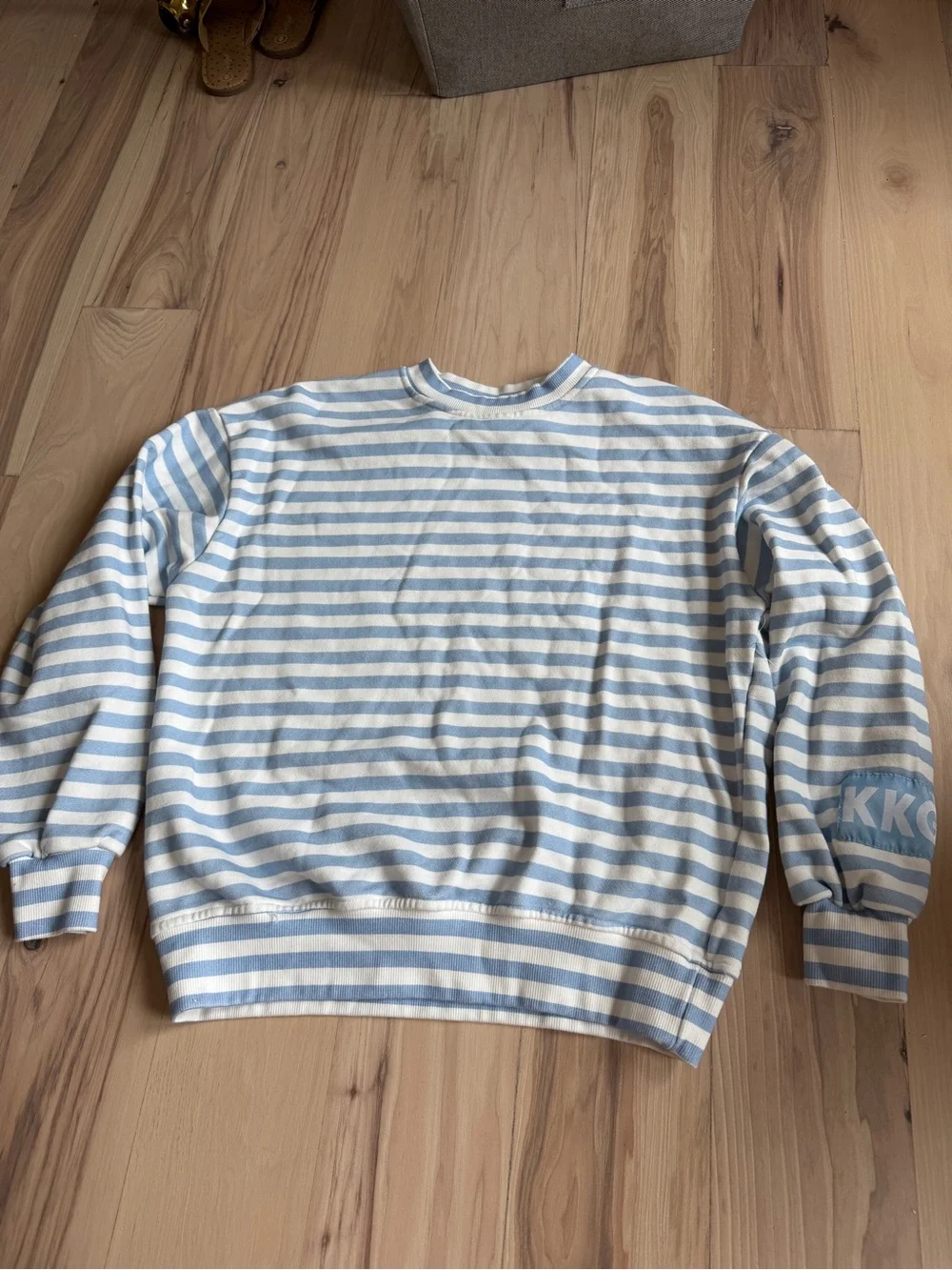 Blue & White Striped Two-Piece Loungewear KKG Sweatshirt (S) and Short (XS) Set